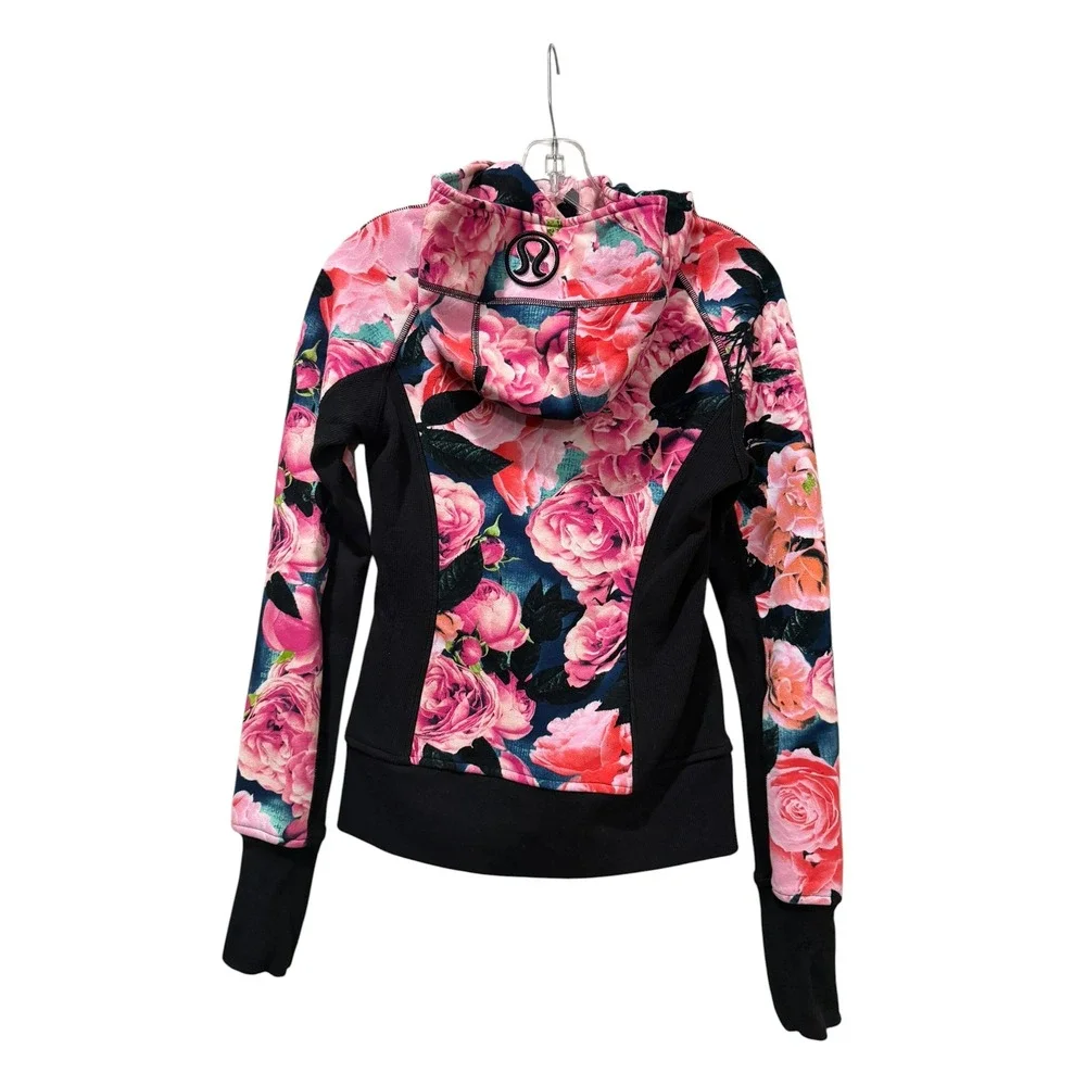 Lululemon 4 RARE Secret Garden Scuba Hoodie Full Zip Floral Pink Fleece Jacket